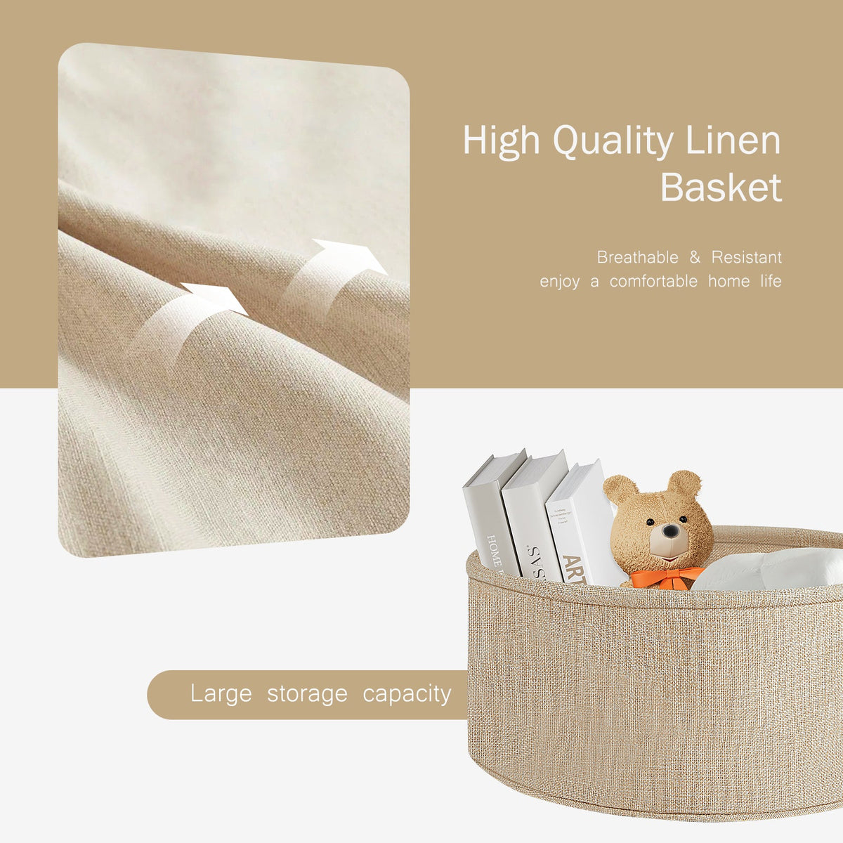 Modern Nightstand Bedside Table with Fabric Basket for Bedroom Nursery