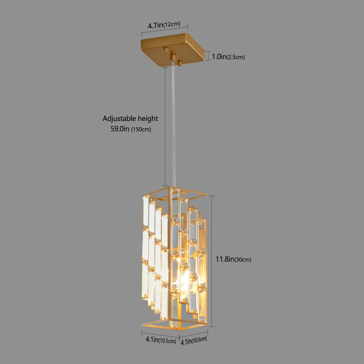 Adjustable Hanging Ceiling Lamp with Crystal Prism Design for Dining Room-3 Pack