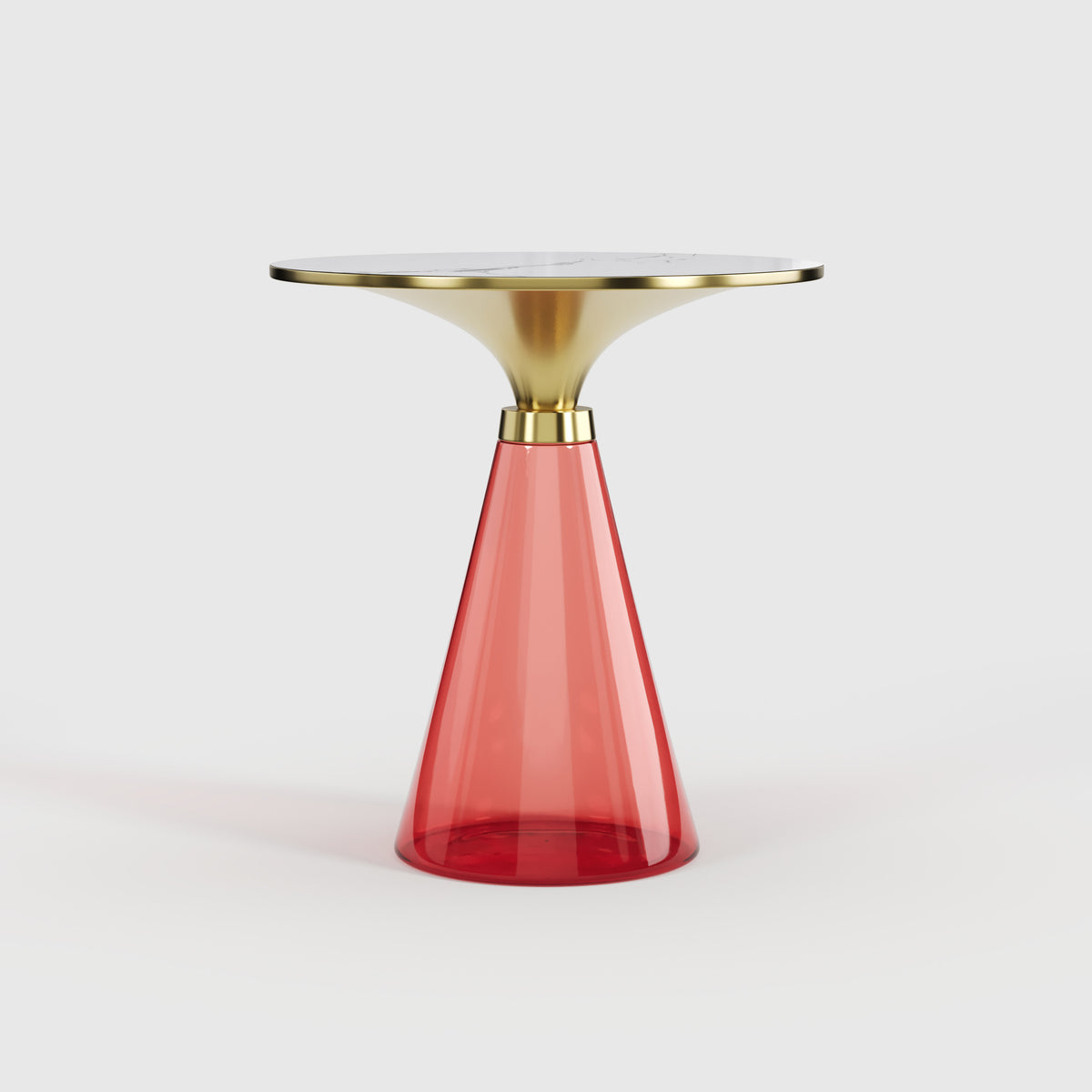 Purple Glass & Gold Metal Side Table, Luxury Decorative Accent End Table for Villa Interior A001