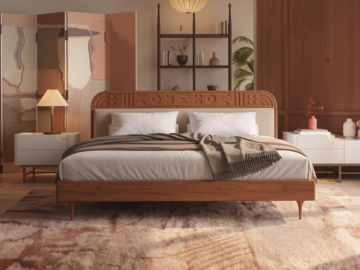 Vintage Solid Wood Headboard Upholstered Bed MJ-C46