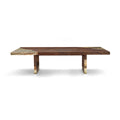 Luxury Wood and Stone Inlay Table with Gold Accents