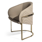 Luxury Beige Leather Armchair with Gold Deco