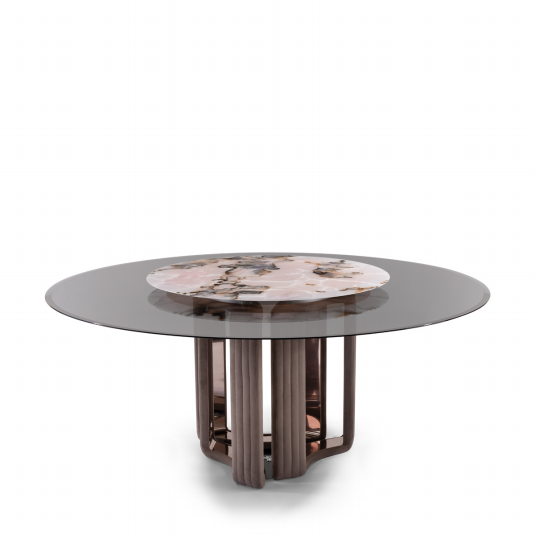 Luxury Marble Round Dining Table with Rotating Centerpiece