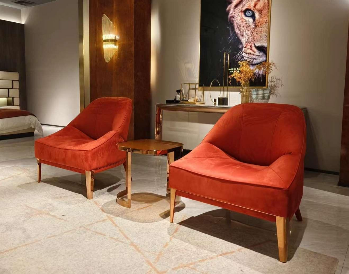 Burgundy Velvet Accent Chair with Metallic Legs