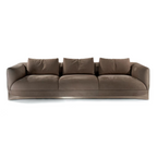 Luxury Beige Leather Sofa with Green Accent Pillows