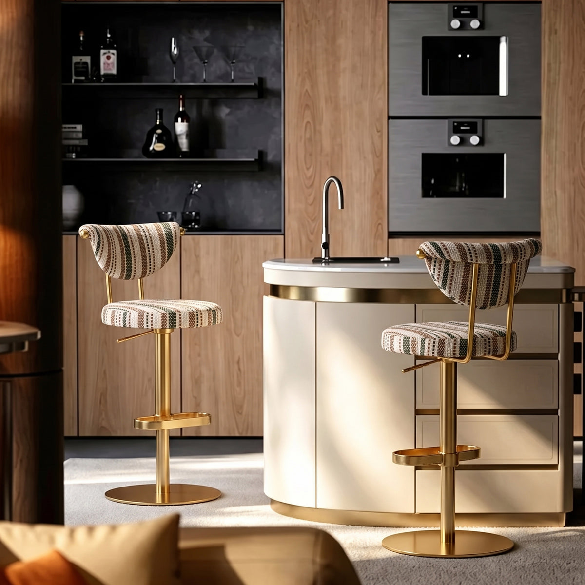 Modern Striped Fabric Bar Stool BS-270