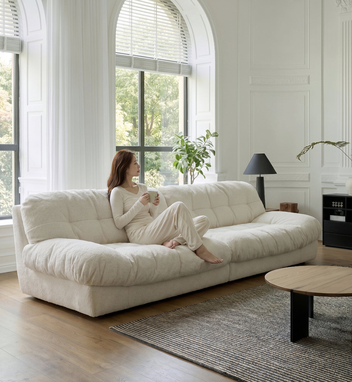 Modern Dark Fabric Modular Sofa, Minimalist Upholstered Couch For Living Room  621#