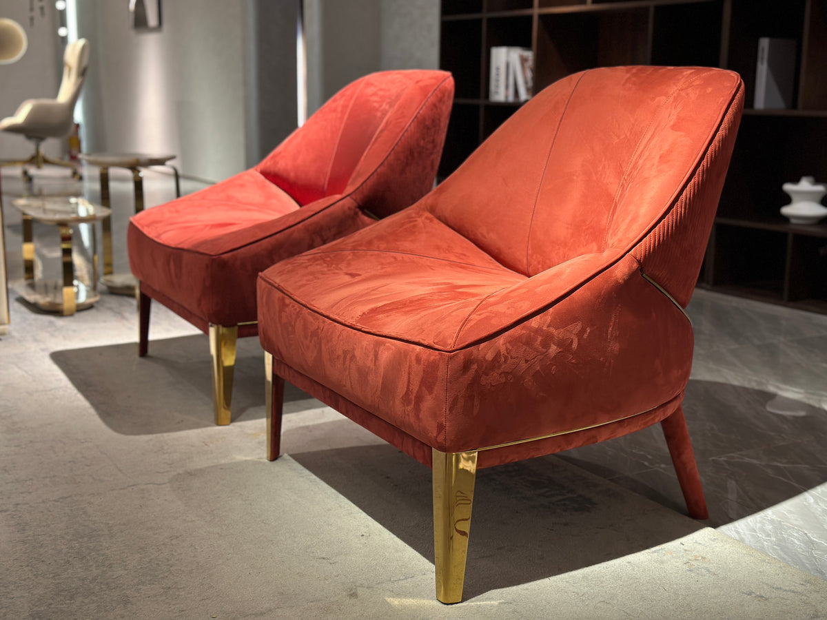 Burgundy Velvet Accent Chair with Metallic Legs