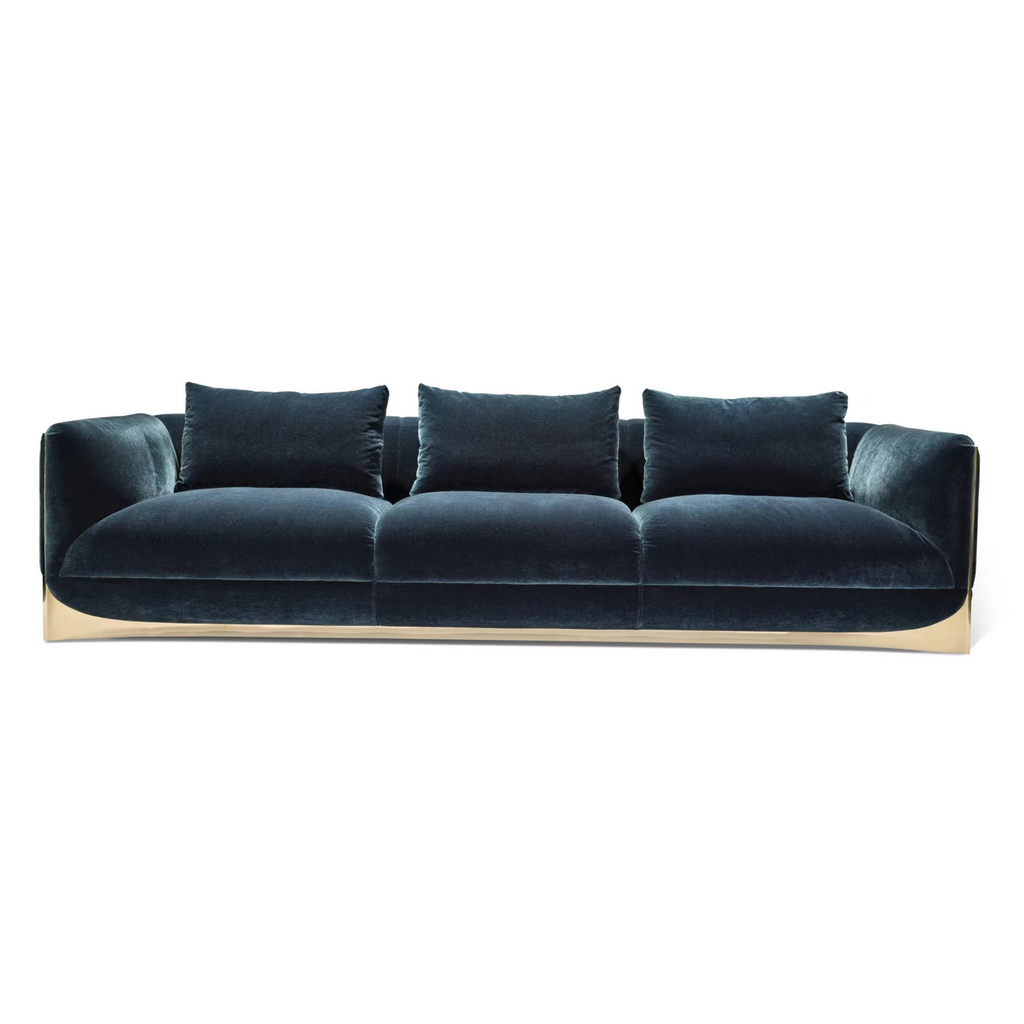 Luxury Beige Leather Sofa with Green Accent Pillows