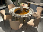Luxury Marble Round Dining Table with Rotating Centerpiece
