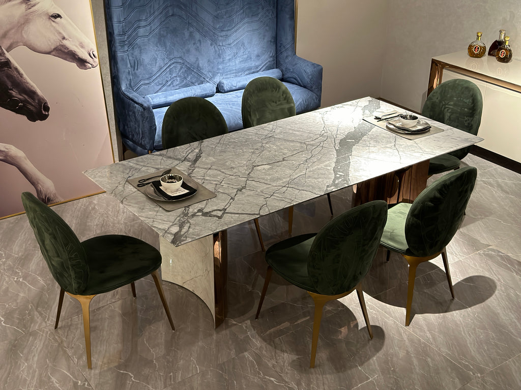 Modern Grey Velvet Chair with Metallic Legs