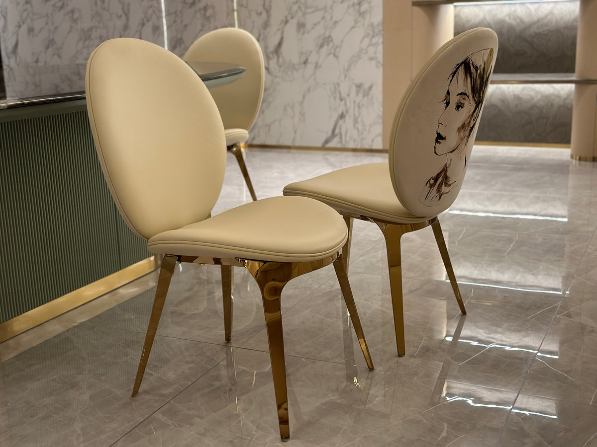 Modern Grey Velvet Chair with Metallic Legs