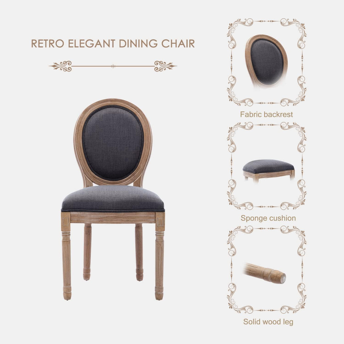 Mid Century Upholstered Dining Chairs Set Of 2 with Solid Wood Leg for Dining Room Bedroom Kitchen Restaurant