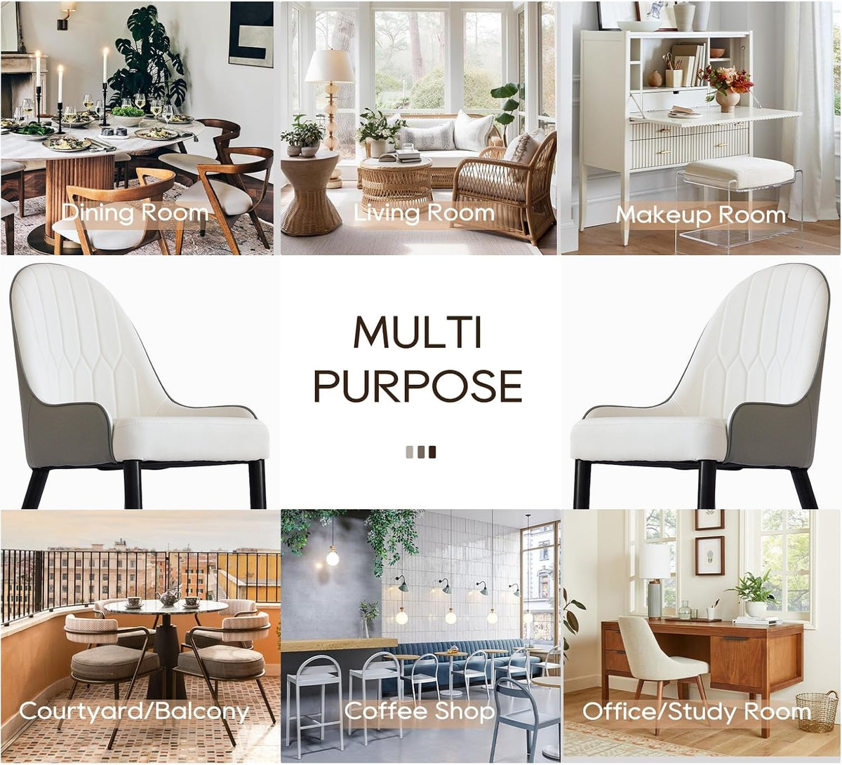 Modern PU Sponge-filled Dining Chair(Set of 2)