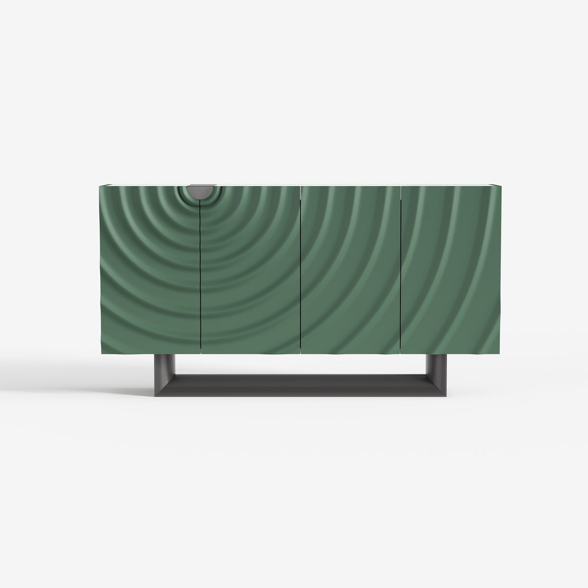 Contemporary 3D Wave Pattern Sideboard, Green Accent Buffet Cabinet with Storage 67