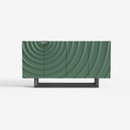 Contemporary 3D Wave Pattern Sideboard, Green Accent Buffet Cabinet with Storage 67