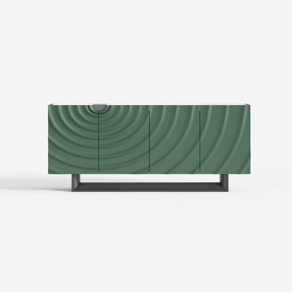 Modern Textured Wave Sideboard, Green Decorative Buffet Storage Cabinet for Living Room Entryway 68
