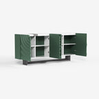 Modern Textured Wave Sideboard, Green Decorative Buffet Storage Cabinet for Living Room Entryway 68
