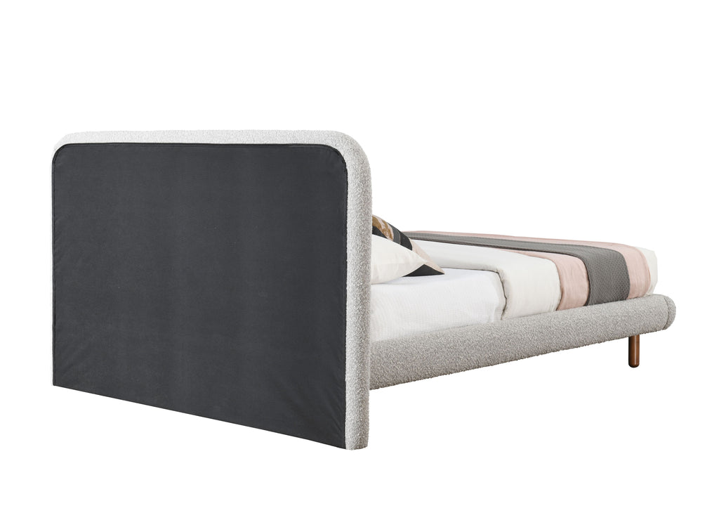 Gray Boucle Queen Bed