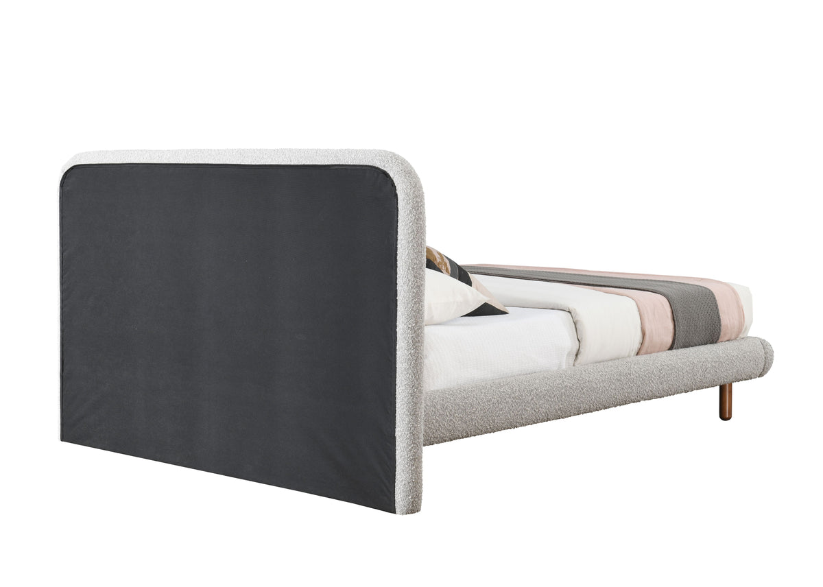 Gray Boucle Queen Bed