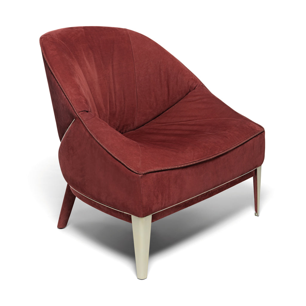 Burgundy Velvet Accent Chair with Metallic Legs