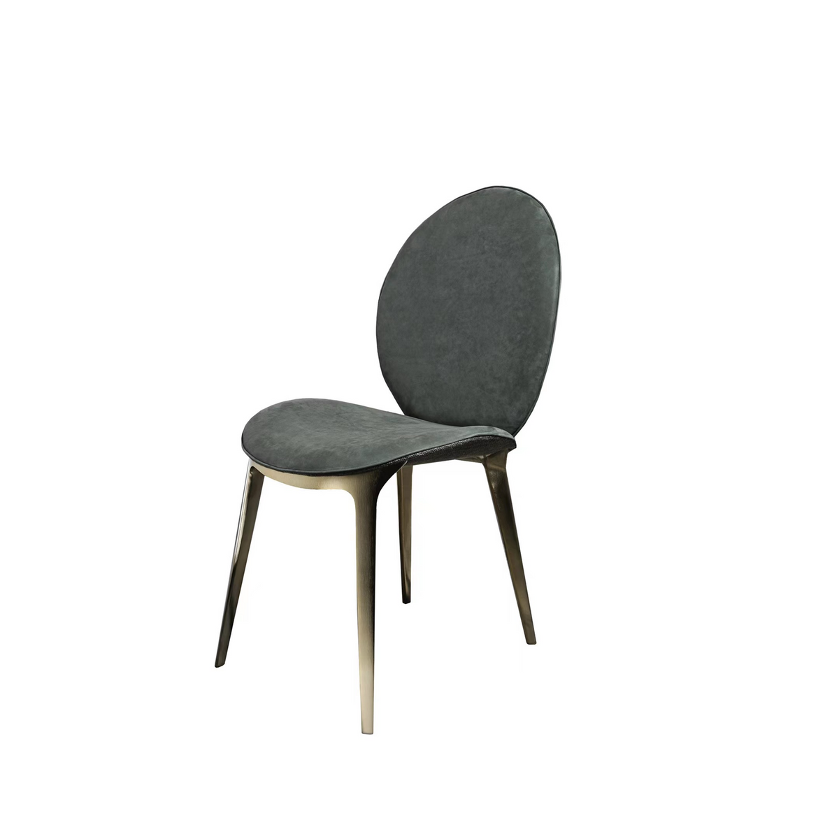 Modern Grey Velvet Chair with Metallic Legs