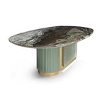 Luxury Marble Oval Table with Gold Accents