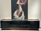 Luxury Dark Wood & Copper-Trim TV Cabinet