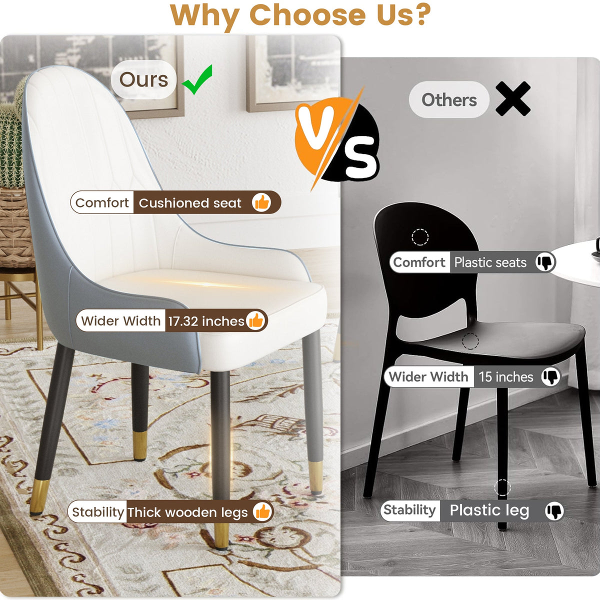 Modern PU Sponge-filled Dining Chair(Set of 2)