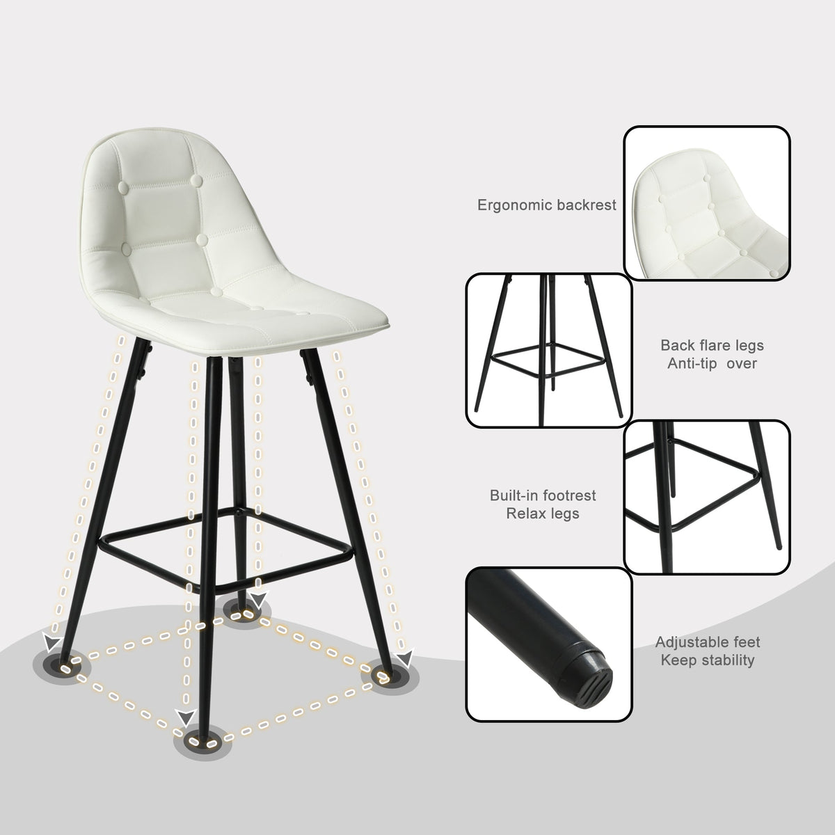 Modern Metal Counter Height Barstools for Kitchen Home Bar