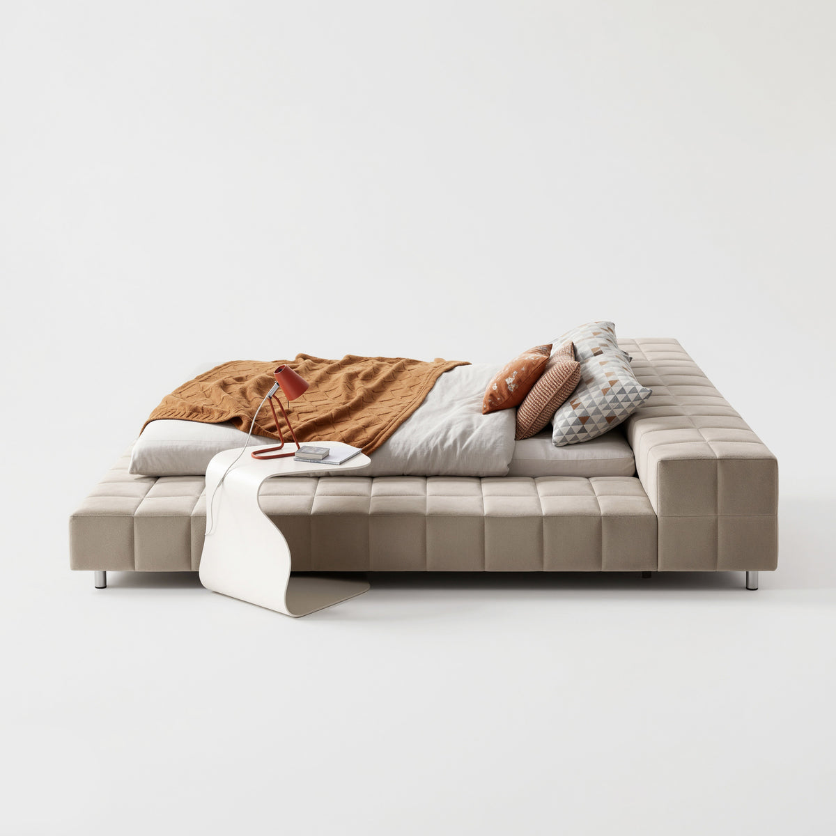 Grid Texture Low-profile Upholstered Bed MJ-C37