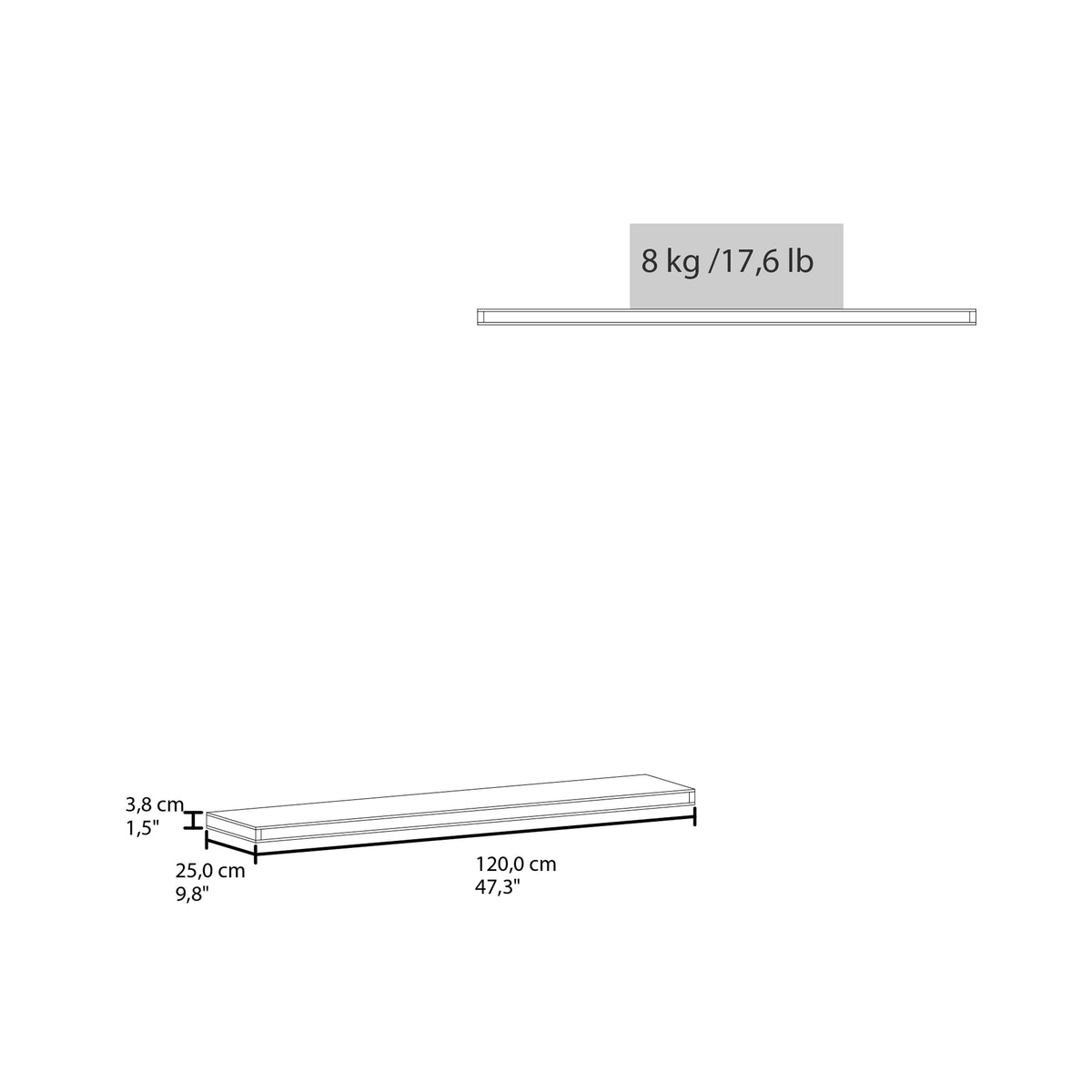 47" Wide Floating Shelves Set of 2