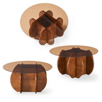 Modern Round Coffee Table with Solid Wood Legs