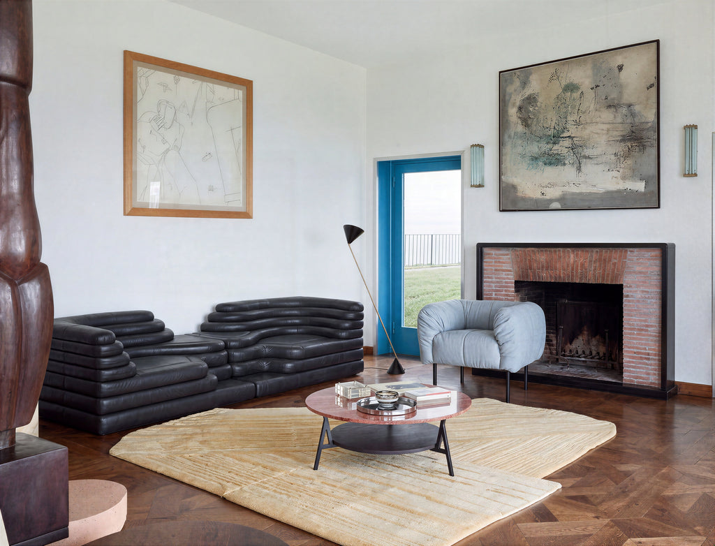 Layered Stacked Black Creative Designer Sofa for High-end Residence QY-S1789