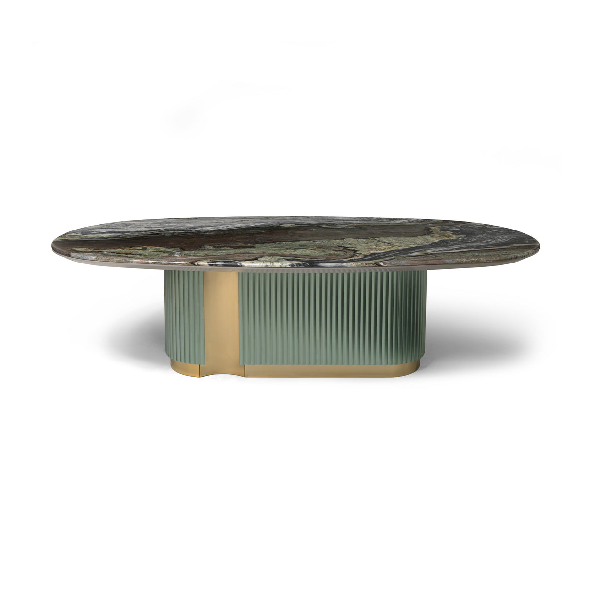 Luxury Marble Oval Table with Gold Accents