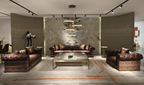 Luxury Tufted Sofa with Embroidered Pillows and Patterned Accents