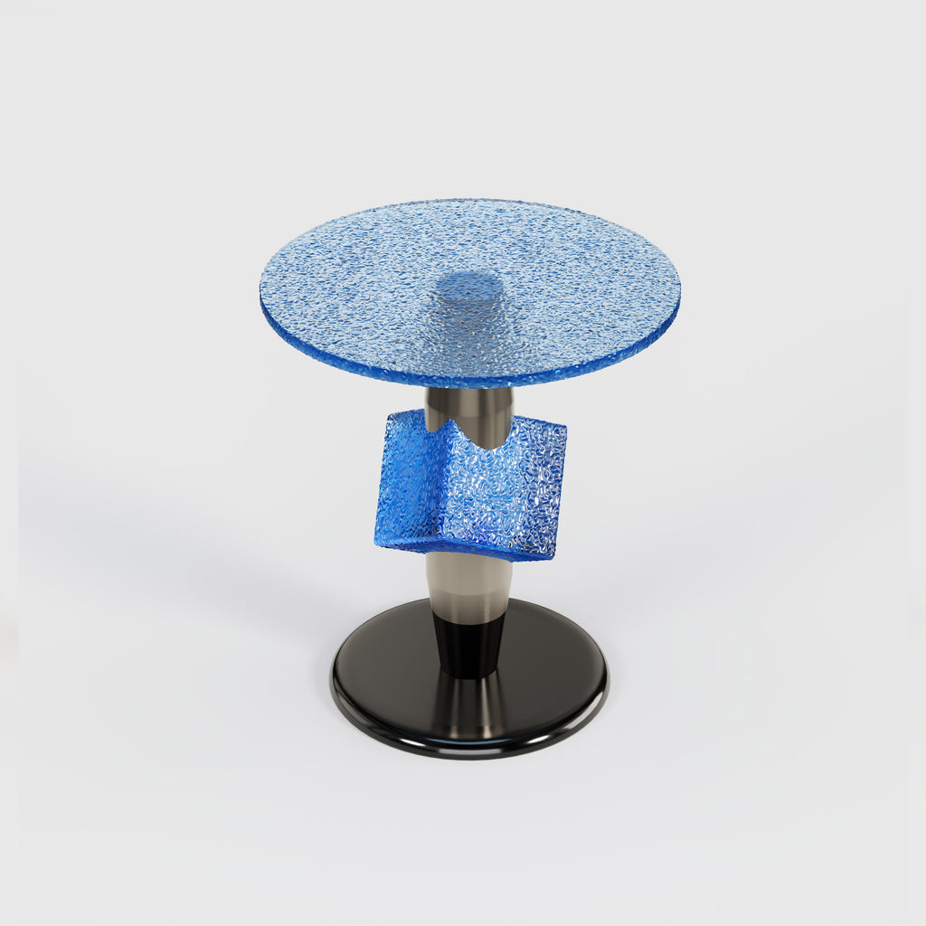 Artistic Blue Resin Side Table, Creative Designer Accent End Table for Commercial Lounge A002