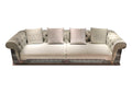 Luxury Tufted Sofa with Embroidered Pillows and Patterned Accents