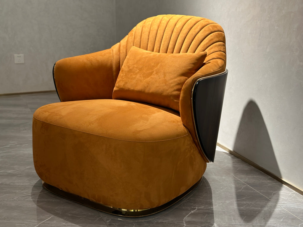 Glam Beige Chair with Art Deco Accents