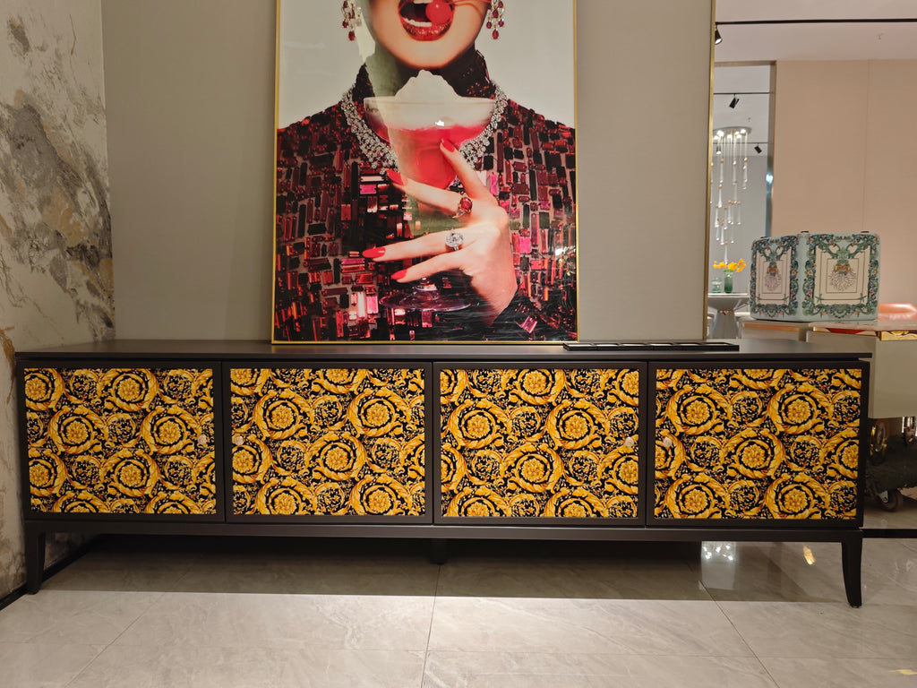 Opulent Floral-Patterned TV Cabinet