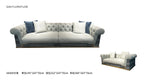 Luxury Tufted Sofa with Embroidered Pillows and Patterned Accents