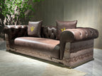 Luxury Tufted Sofa with Embroidered Pillows and Patterned Accents