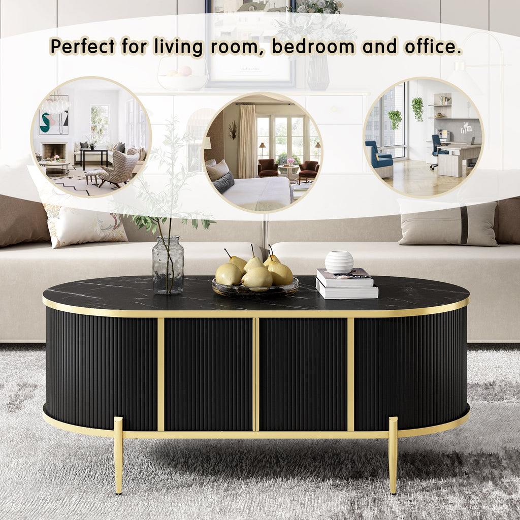 Modern Luxury Oval shaped Fluted Coffee Table