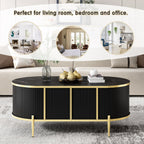 Modern Luxury Oval shaped Fluted Coffee Table