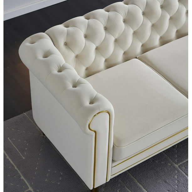 Comfy Couches Tufted Luxury Velvet Furniture for 3 Seat