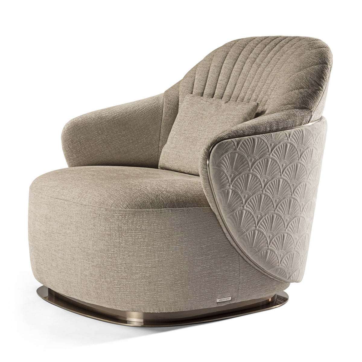 Glam Beige Chair with Art Deco Accents