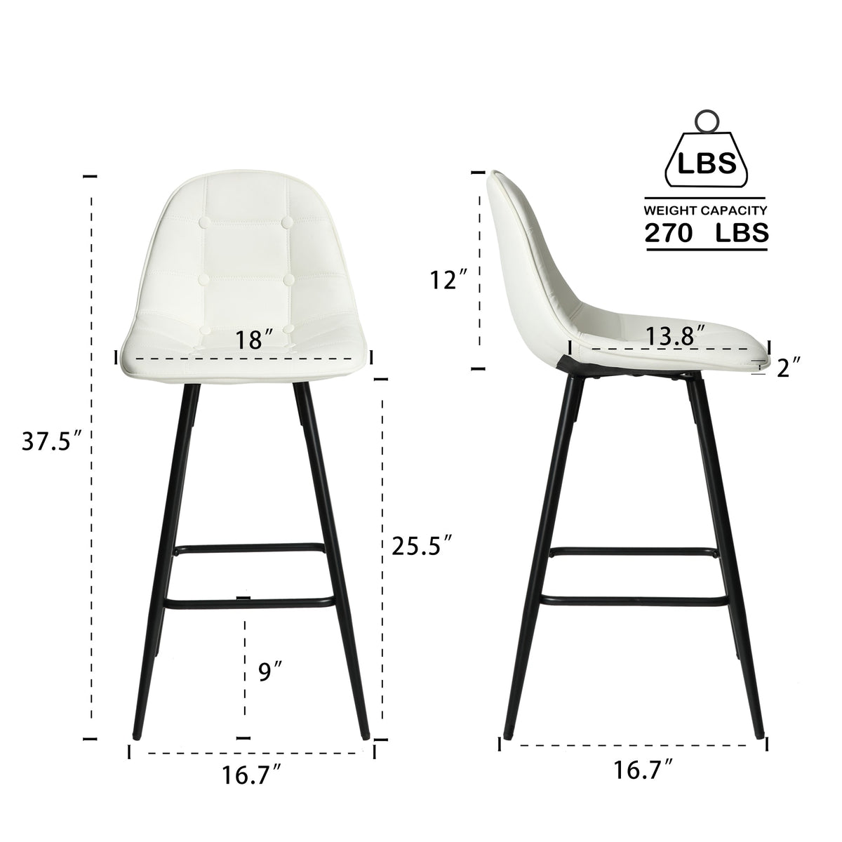 Modern Metal Counter Height Barstools for Kitchen Home Bar