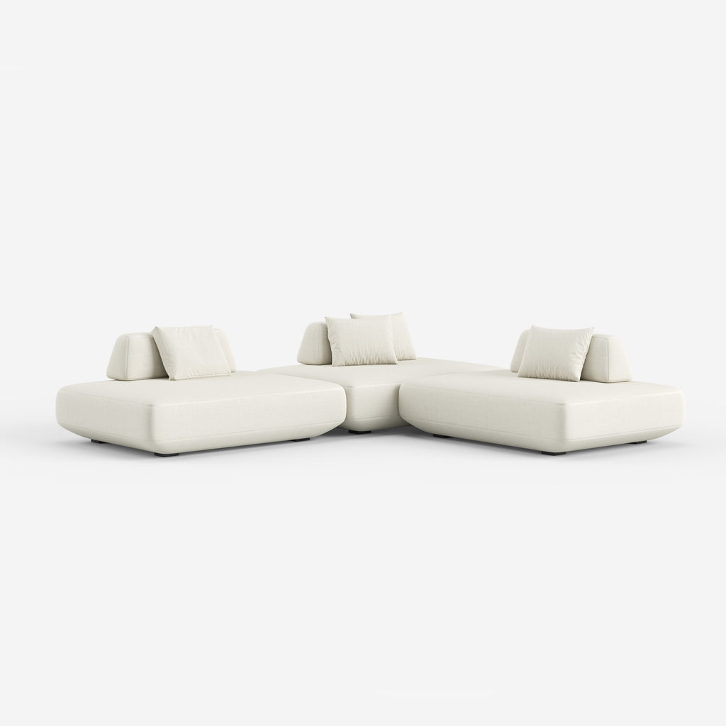 Minimalist White Upholstered Sectional Sofa, Modern Modular Living Room Couch 952#