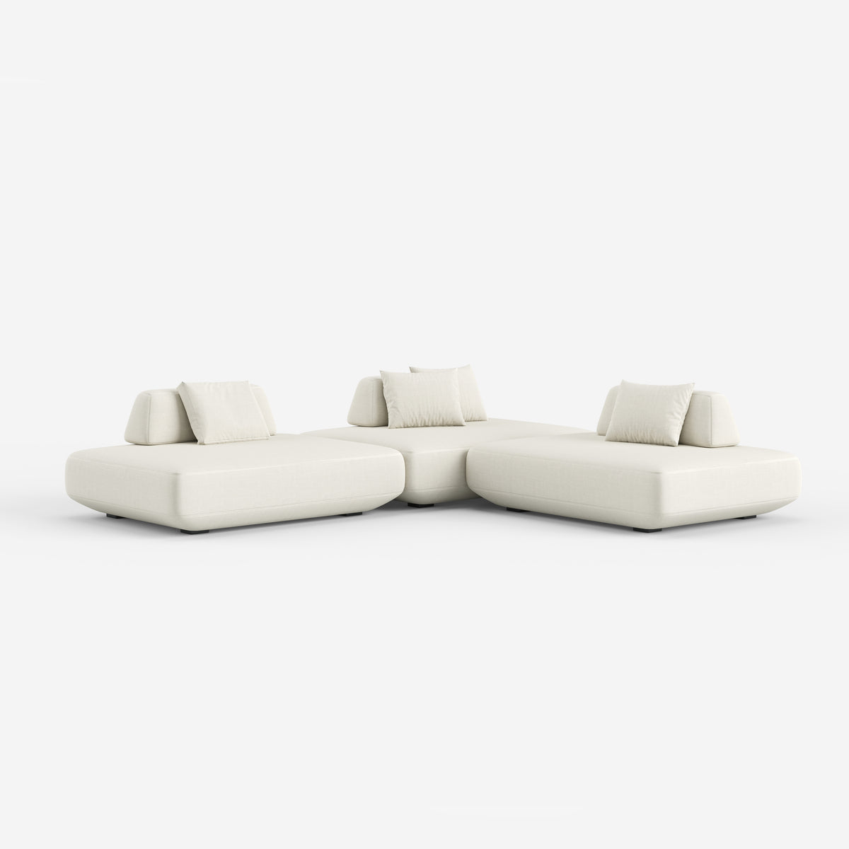Minimalist White Upholstered Sectional Sofa, Modern Modular Living Room Couch 952#