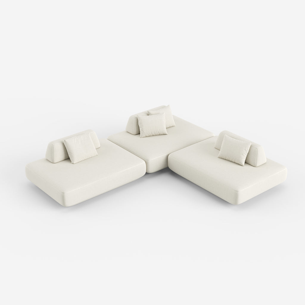 Minimalist White Upholstered Sectional Sofa, Modern Modular Living Room Couch 952#